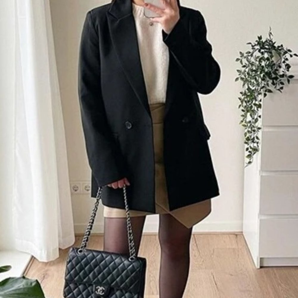 Double Breasted Lapel Neck Blazer black - Picture 3 of 16